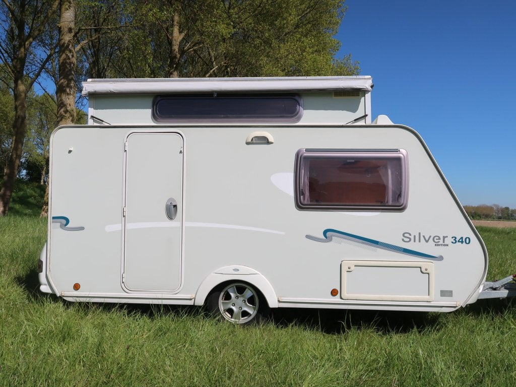 Trigano Silver 340 / voortent / zakluifel, Caravans en Kamperen, Caravans, Trigano, Schokbreker, Dwarsbed, Bedrijf