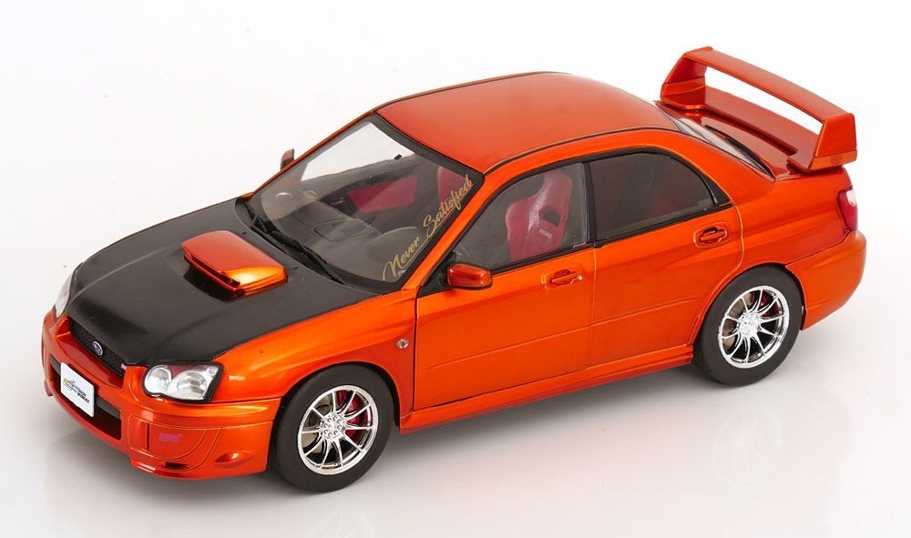 Subaru Impreza WRX STI 2003 Oranje Metallic / Mat Zwart 1-18, Solido, Tschuiten@hotmail.com, Auto, Solido