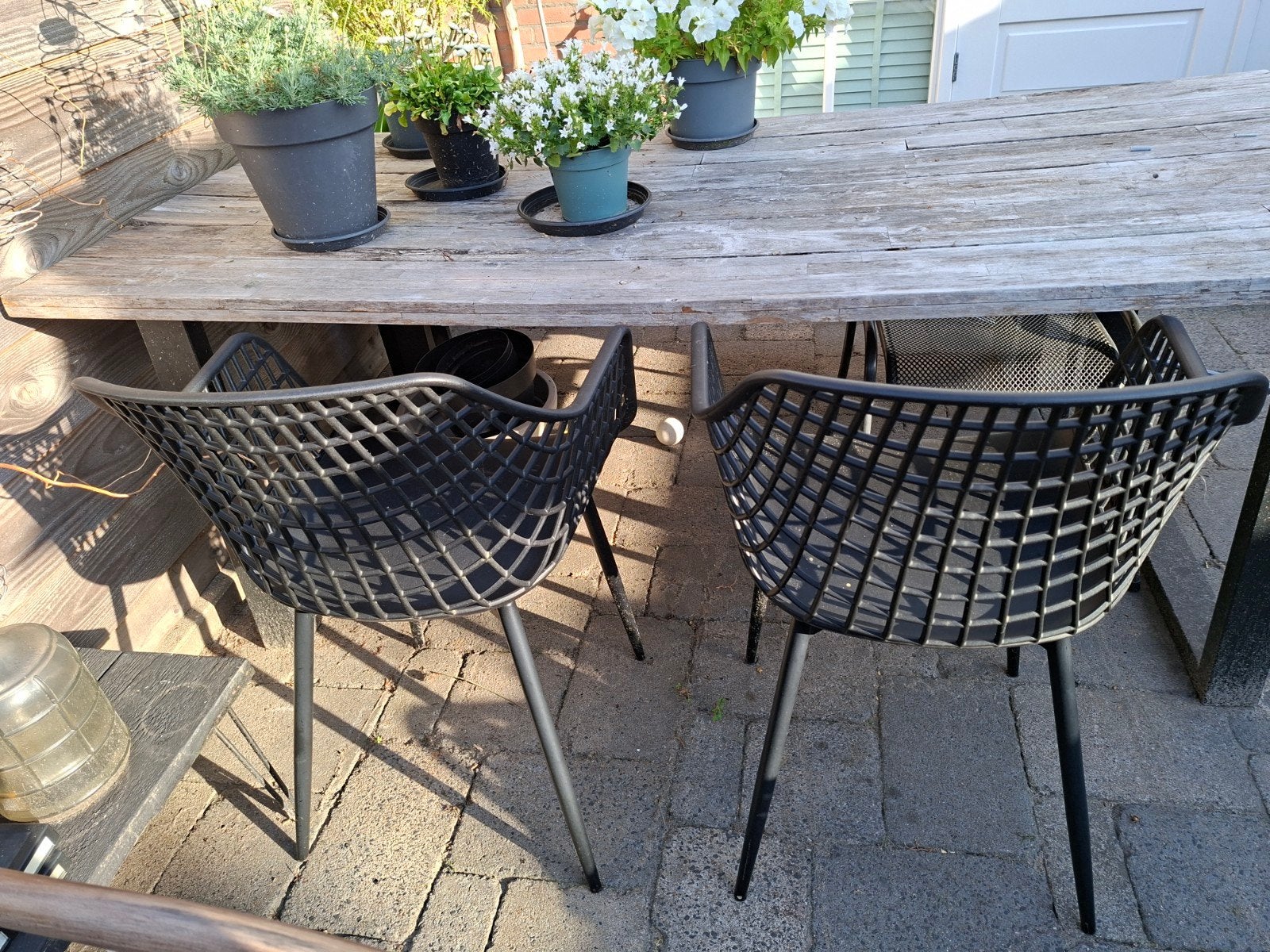 2 of 4 zwarte webbing stoelen, Ophalen, Kunststof