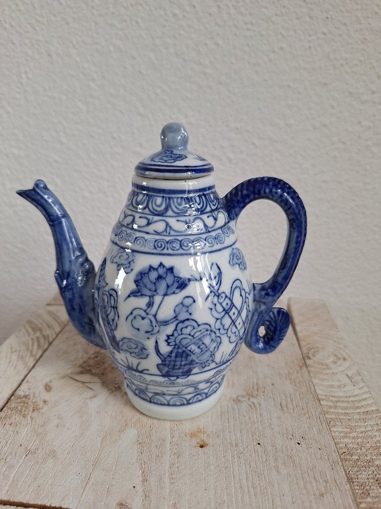 Antieke Chinese theepot, blauw-wit porselein, Ophalen