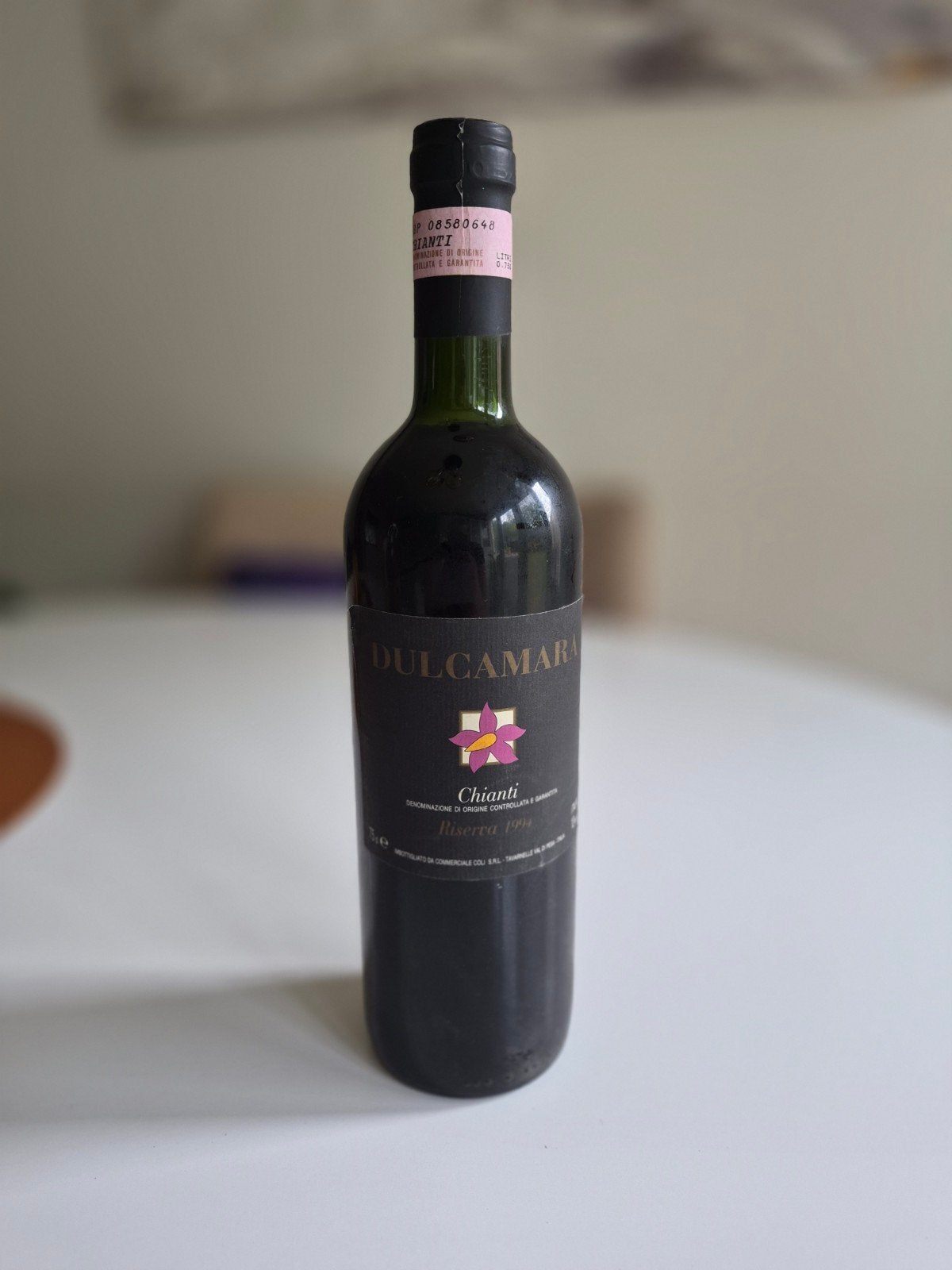 Vintage Italiaanse Wijnfles 1994 – Dulcamara Chianti Riserva, Ophalen of Verzenden, Frankrijk, Rode wijn