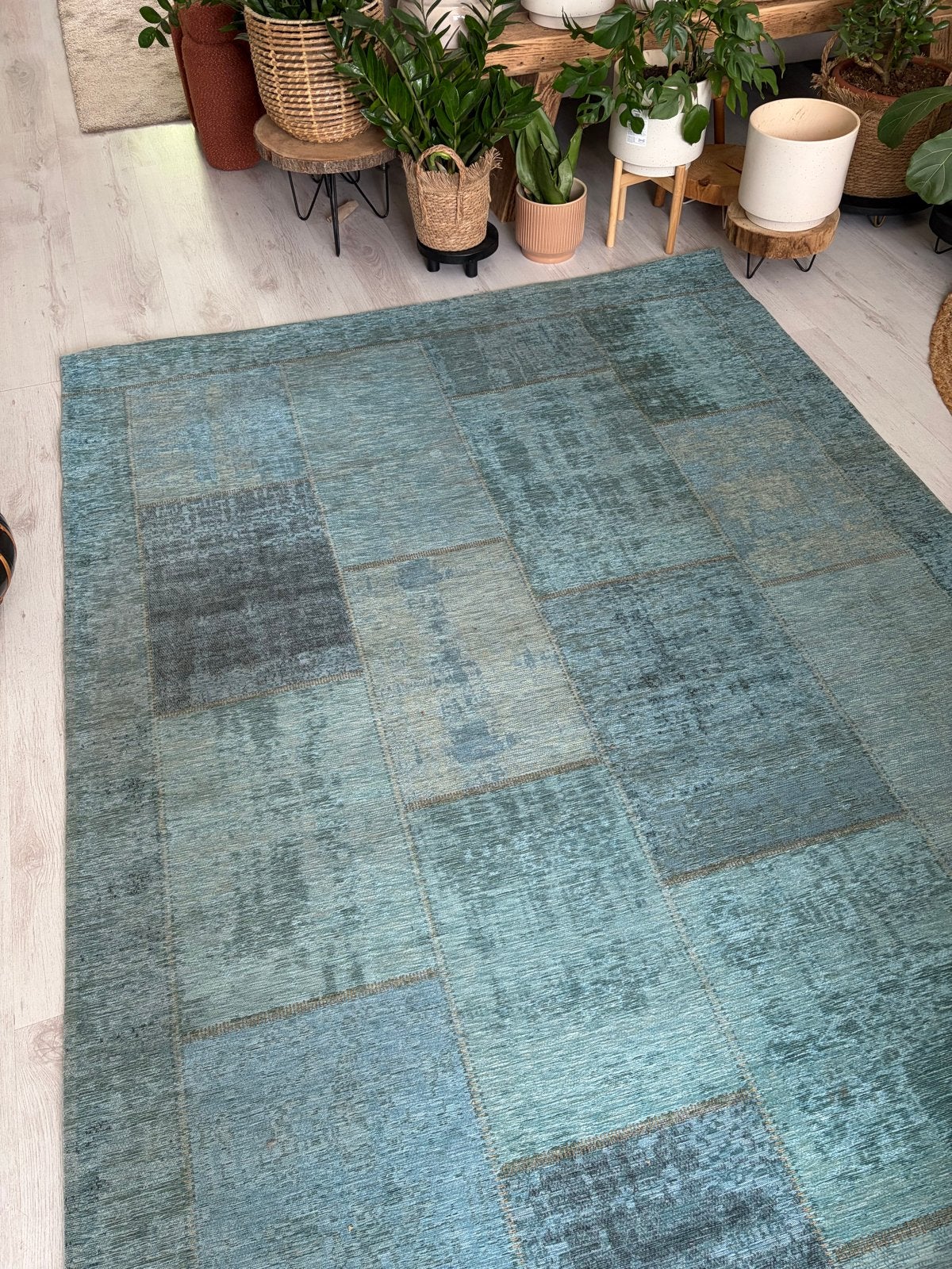 Patchwork Vloerkleed - Blauw/Groen - Modern Design, Ophalen, Blauw, 150 tot 200 cm, 200 cm of meer