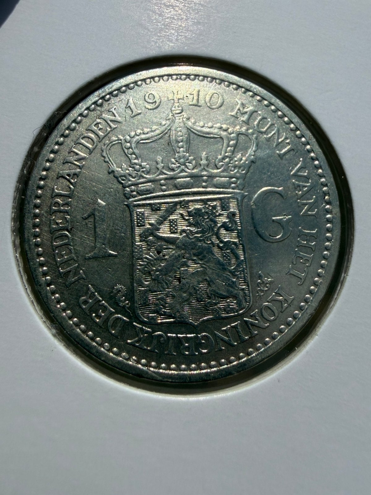 Mooie gulden 1910 Wilhelmina, 1 gulden, Zilver, Ophalen of Verzenden, Koningin Wilhelmina