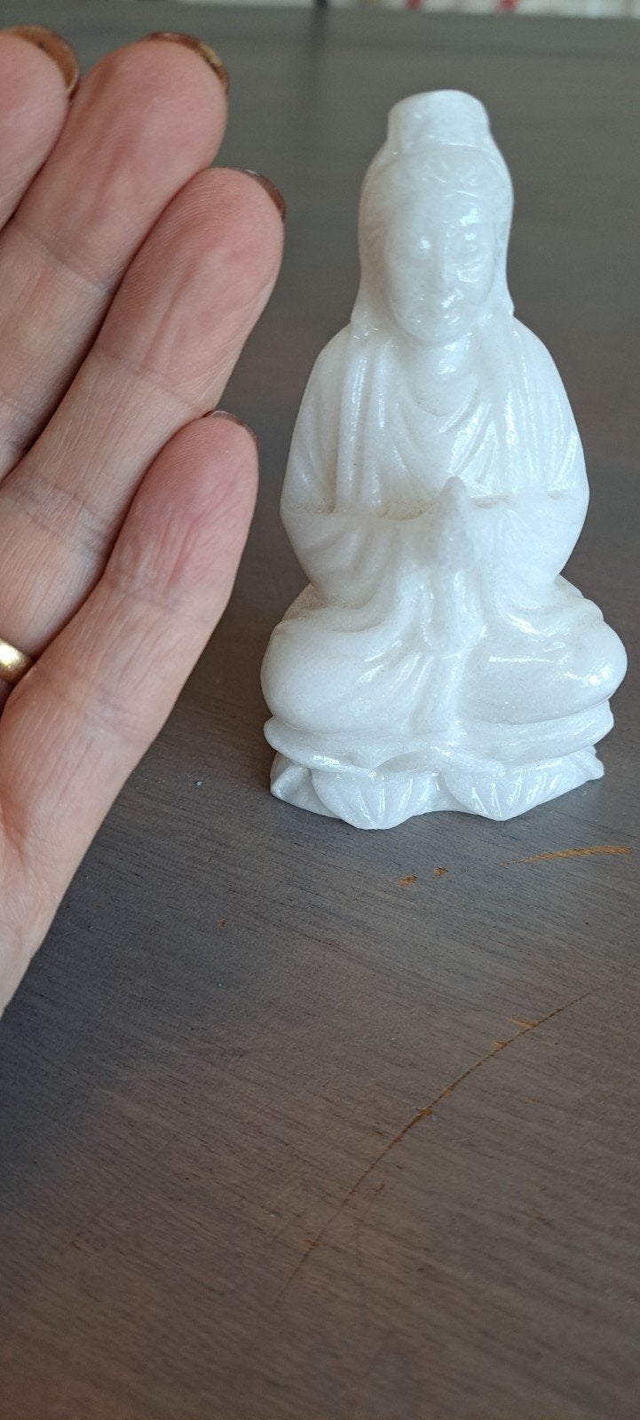 Witte Boeddha beeldje, Ophalen of Verzenden, Gebruikt, Steen/keramiek, Wit