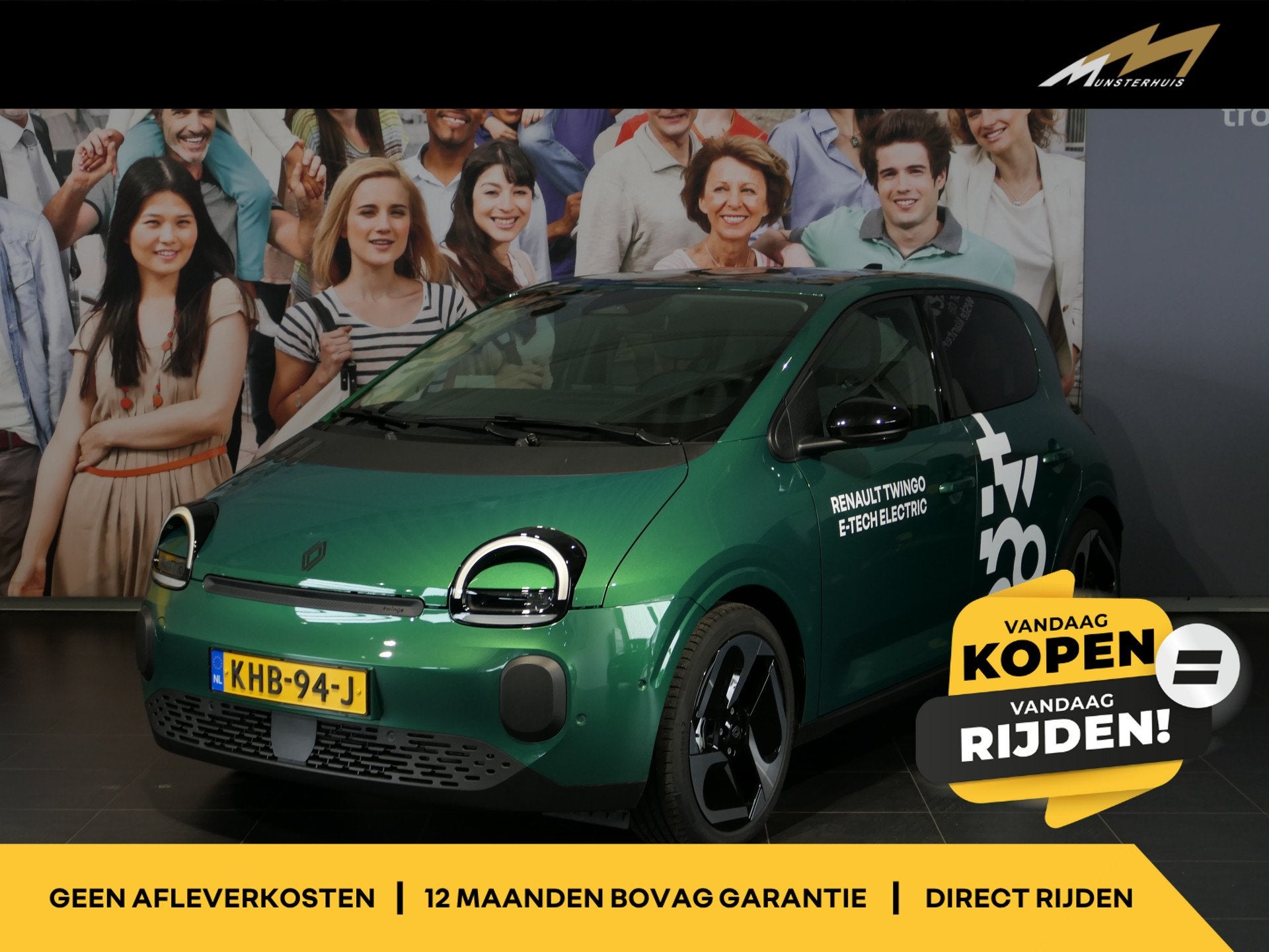Renault Twingo urban range techno 80pk - Occasion Lease vana, Auto's, Dealer onderhouden, Gebruikt, Zwart, Origineel Nederlands
