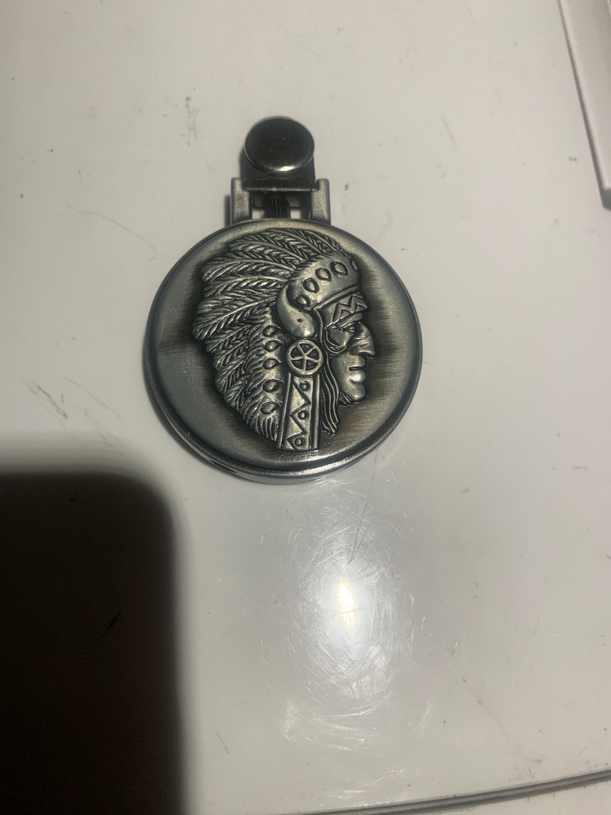 Vintage aansteker met Indiaan hoofd colectible, Verzamelen, Ophalen of Verzenden, Gebruikt, Aansteker