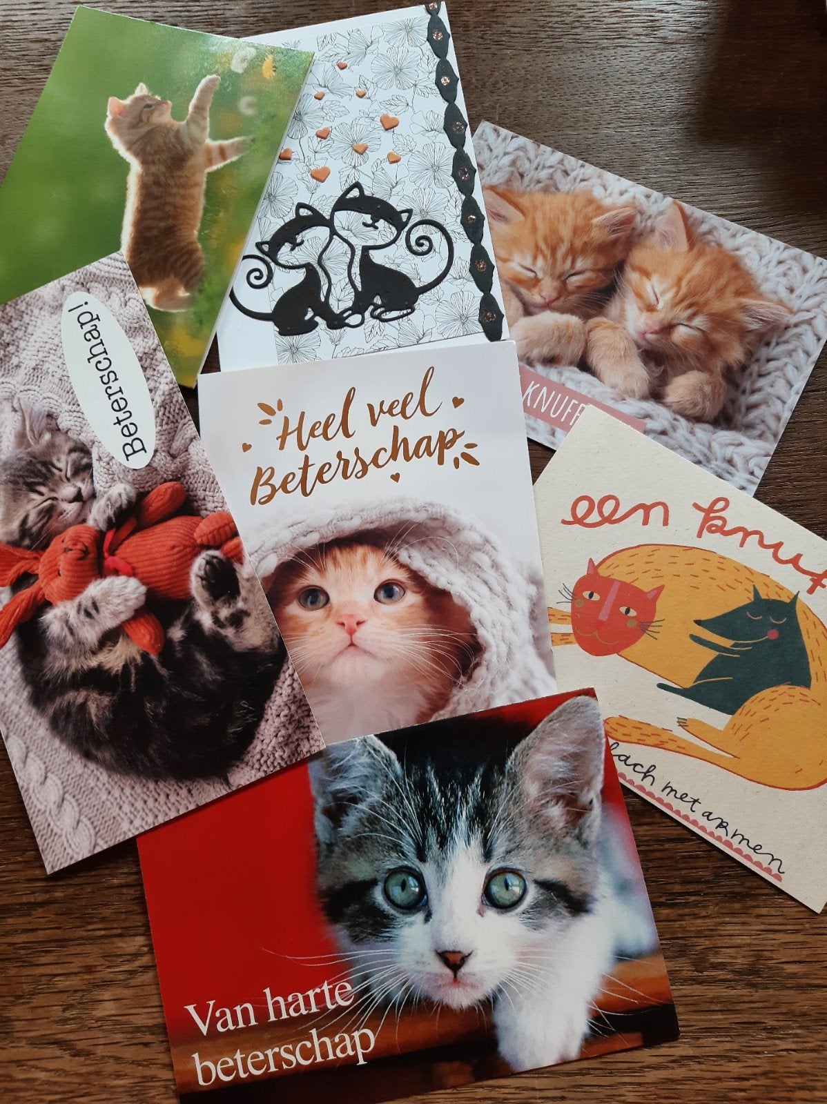 7 gebruikte poezen kaarten voor verzamelaar, Verzamelen, Ophalen of Verzenden, 1940 tot 1960, Gelopen, Hond of Kat