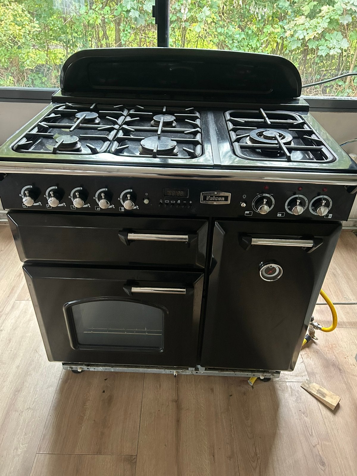 Falcon gasfornuis met oven (zwart, vrijstaand), Ophalen, Gebruikt, 60 cm of meer, Gas