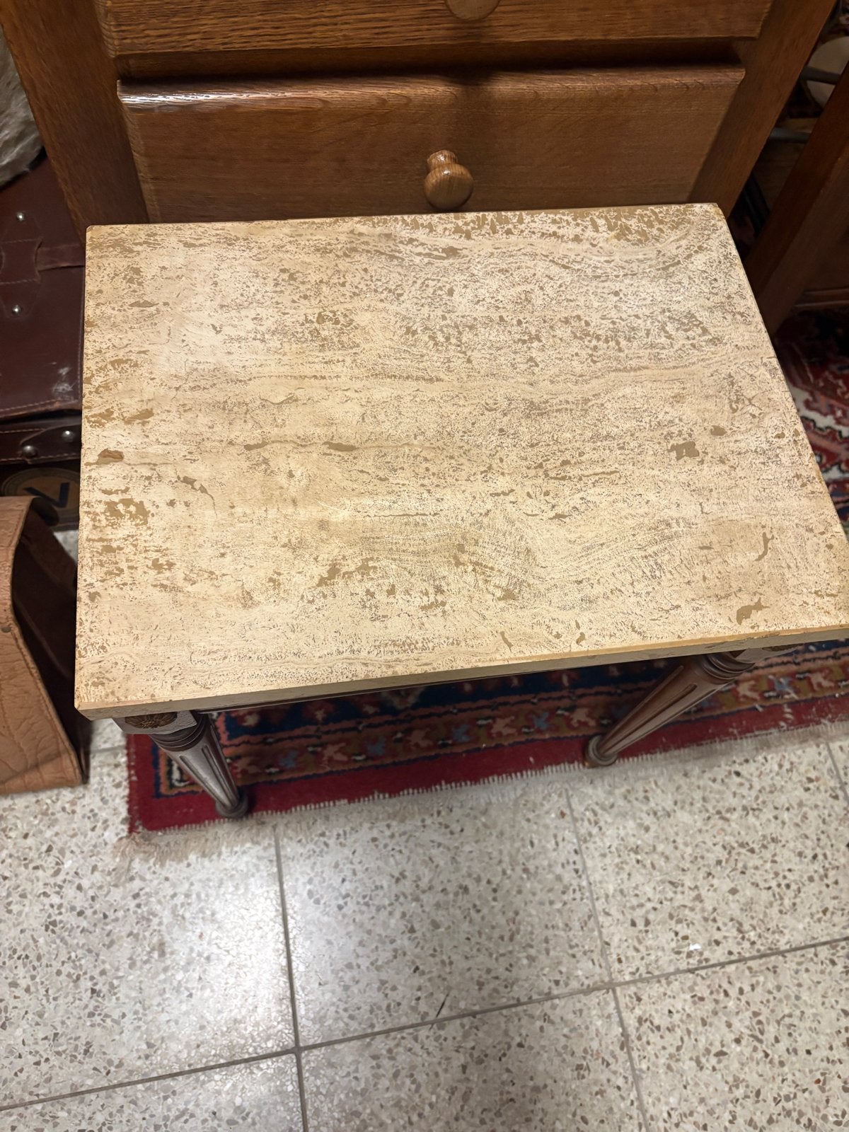 Franse Bijzet/ Lampentafel (Lodewijk XVI-stijl) met marmer, Ophalen