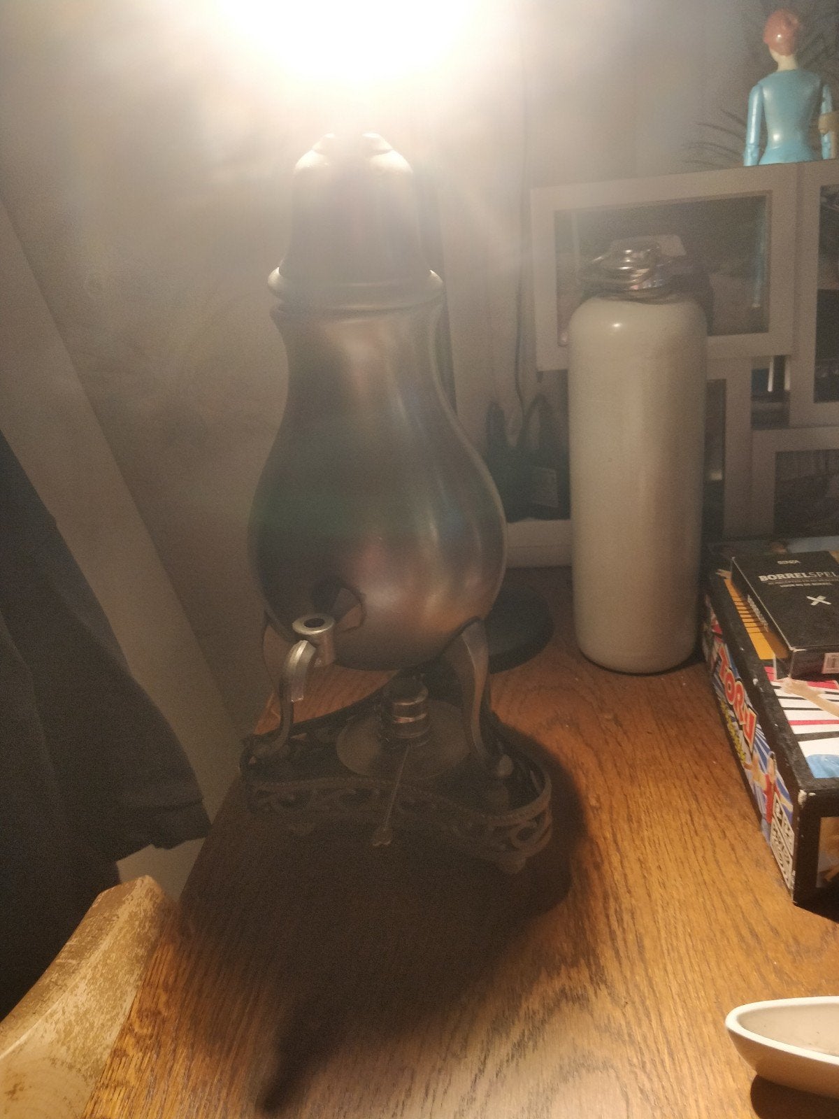 Antieke koffie- of theepercolator met spiritusbrander, Ophalen of Verzenden