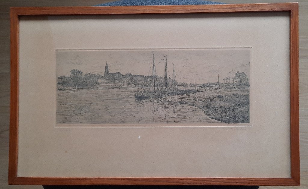 Ets Nijmegen, Antiek en Kunst, Ophalen, 26 cm, Ets, Stadsgezicht