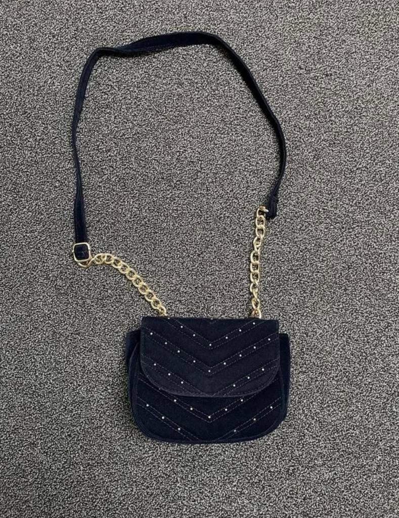 Nieuw velours donkerblauw tasje met goud, Ophalen of Verzenden, Nieuw, Blauw, Overige typen