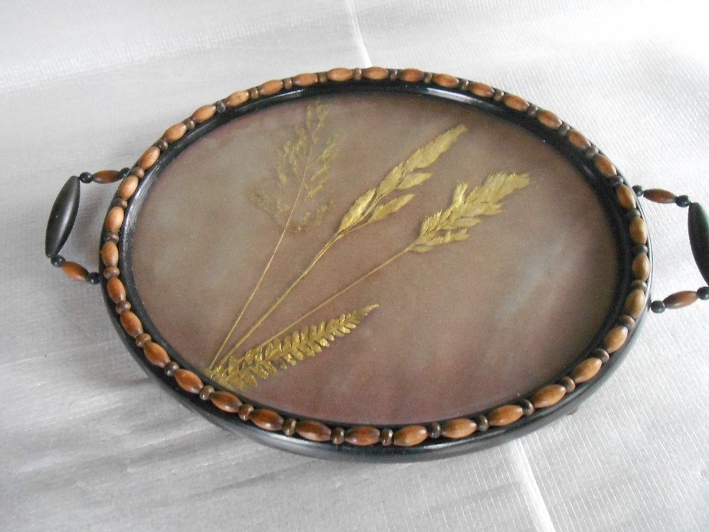 houten dienblad ovaal op pootjes vintage, Antiek en Kunst, Ophalen