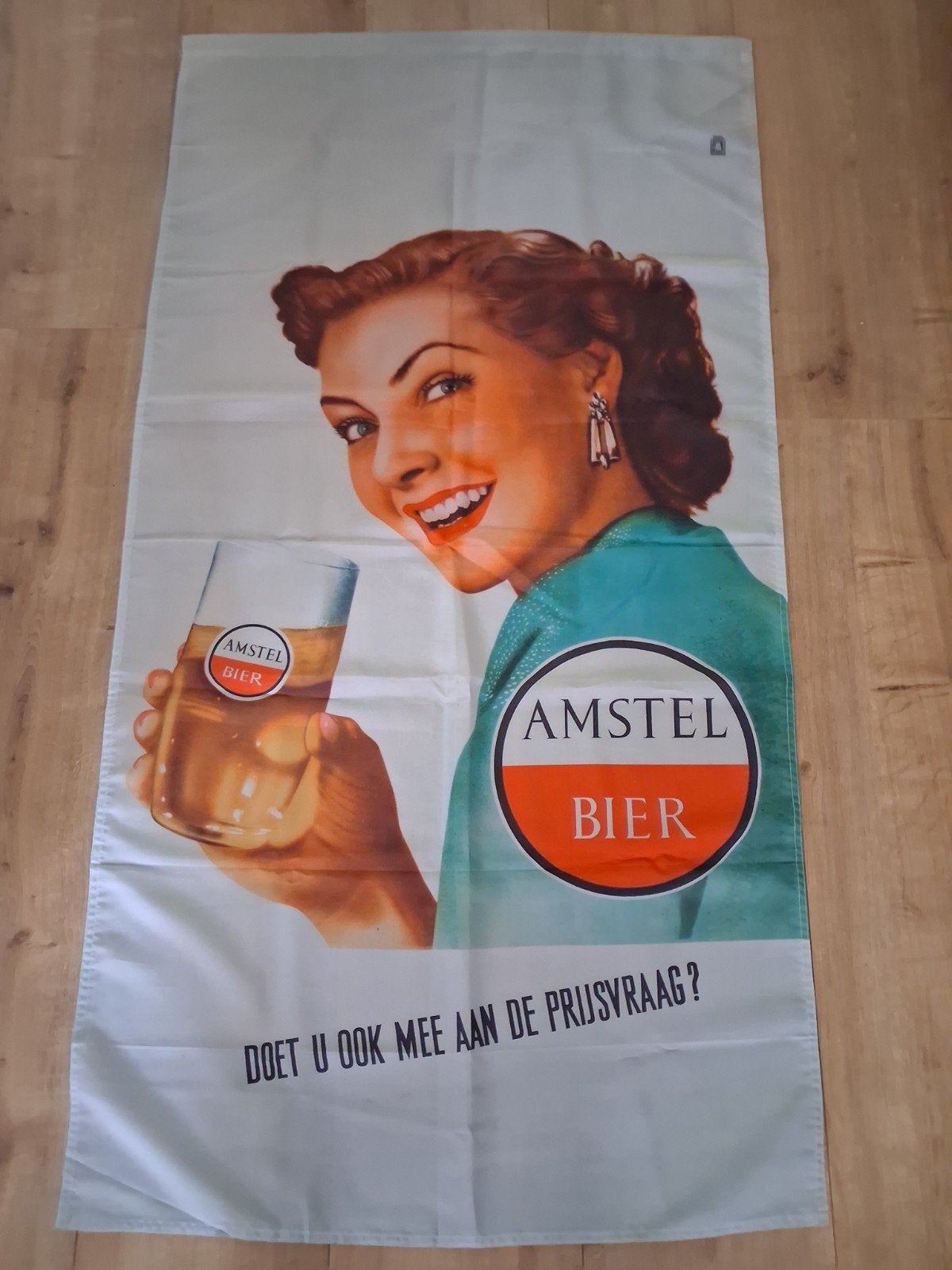 Vintage Amstel Bier Reclame Doek van alfen  - Jaren '50, Ophalen of Verzenden