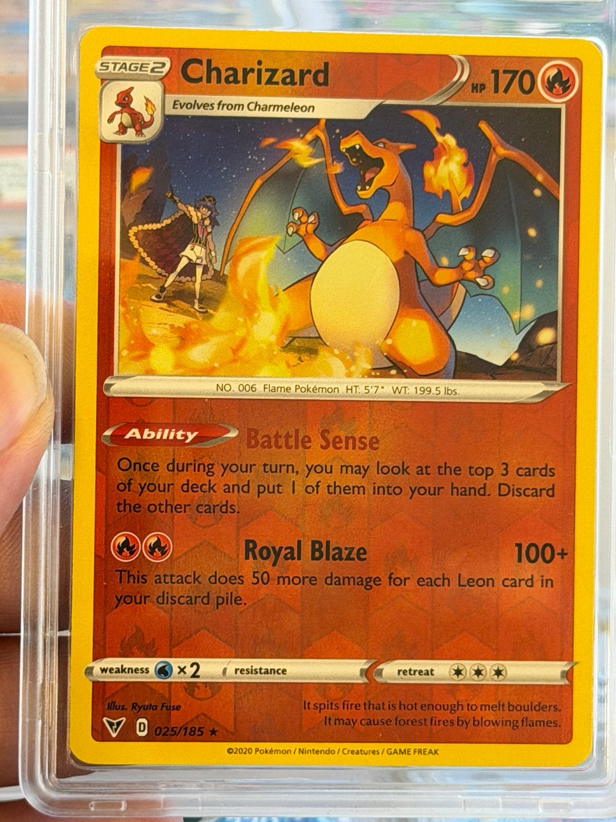 Charizard 025/185 Reverse Holo Vivid Voltage PCA 9 2020 slab, Ophalen of Verzenden, Zo goed als nieuw
