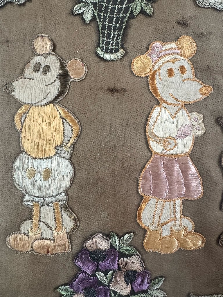 Mickey & Minnie Mouse borduurapplicaties jaren '30 – pie-eye, Ophalen, Mickey Mouse, Gebruikt, Beeldje of Figuurtje