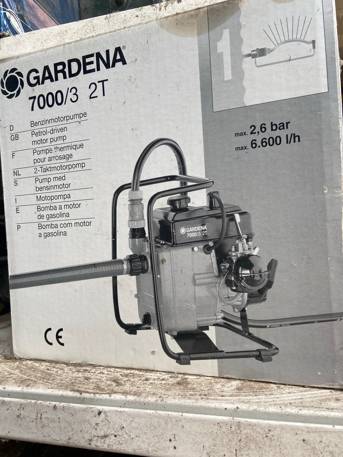 Gardena 7000/3 2T Benzine Motorpomp - Zo goed als nieuw, Ophalen, Zo goed als nieuw, Elektrisch, Besproeiingspomp