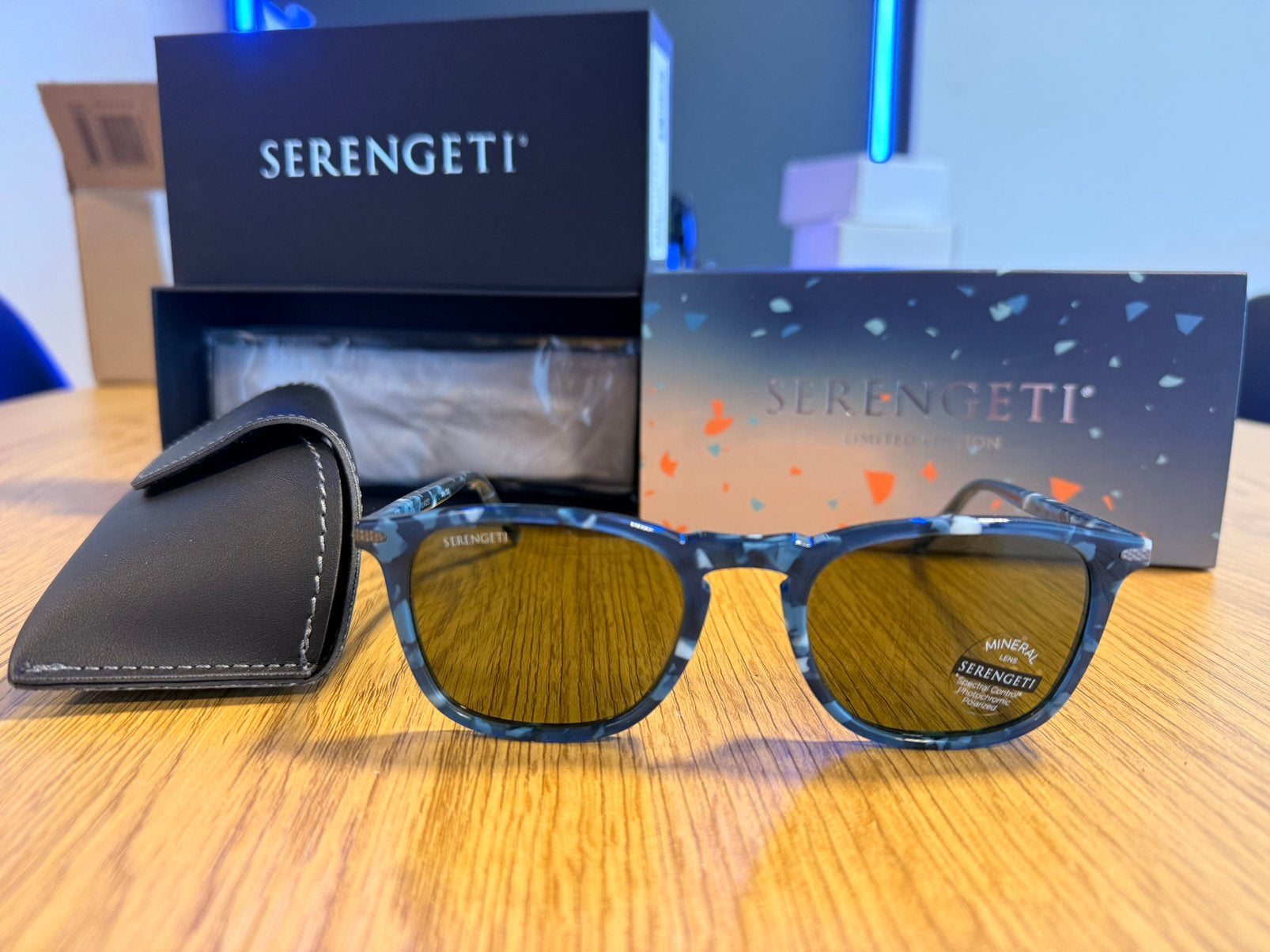 Serengeti Delio, Shiny Blue Marble zonnebril, Overige merken, Zonnebril, Blauw, Nieuw