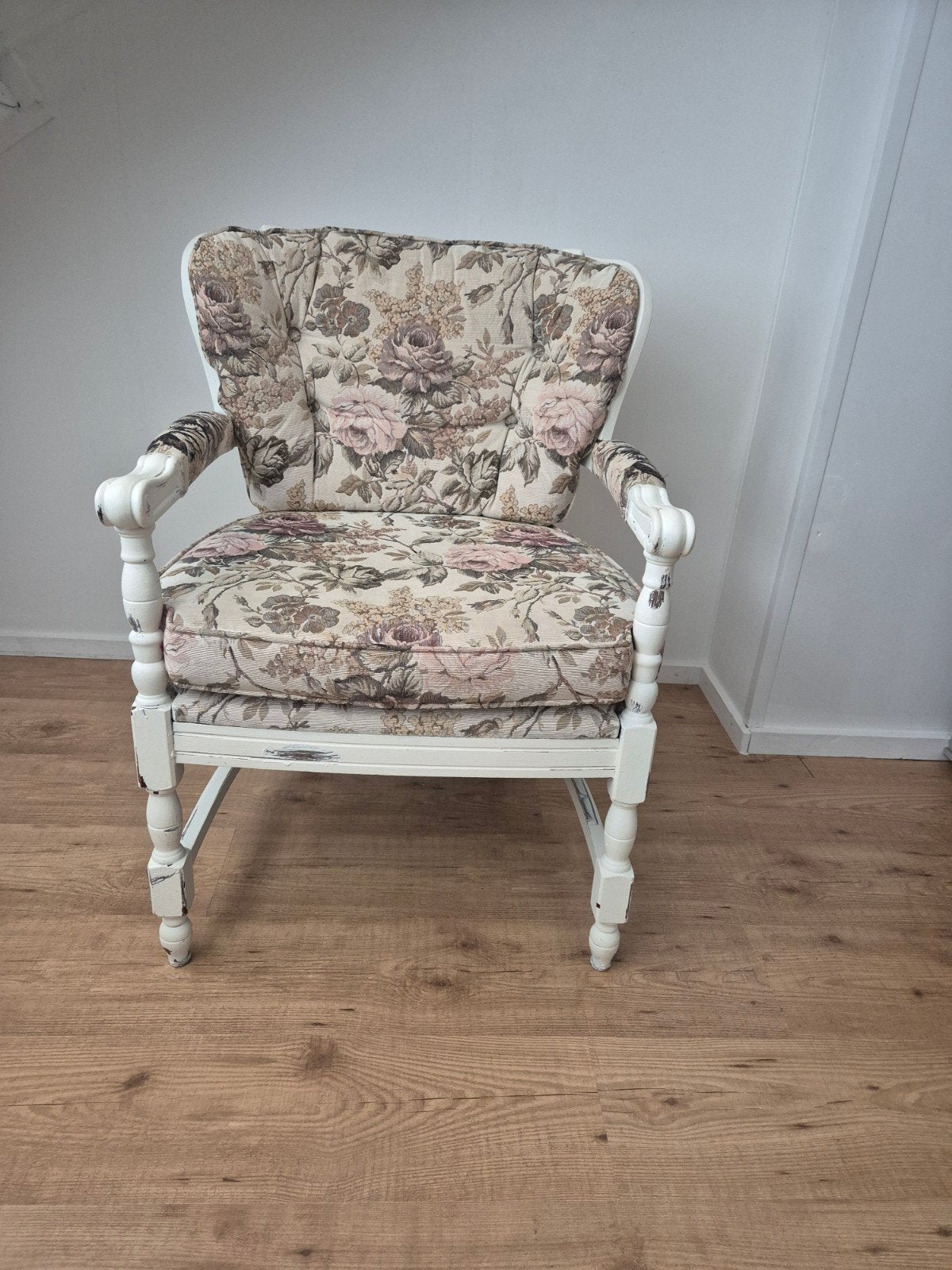 Vintage fauteuil met bloemenprint en afneembare hoezen, Ophalen