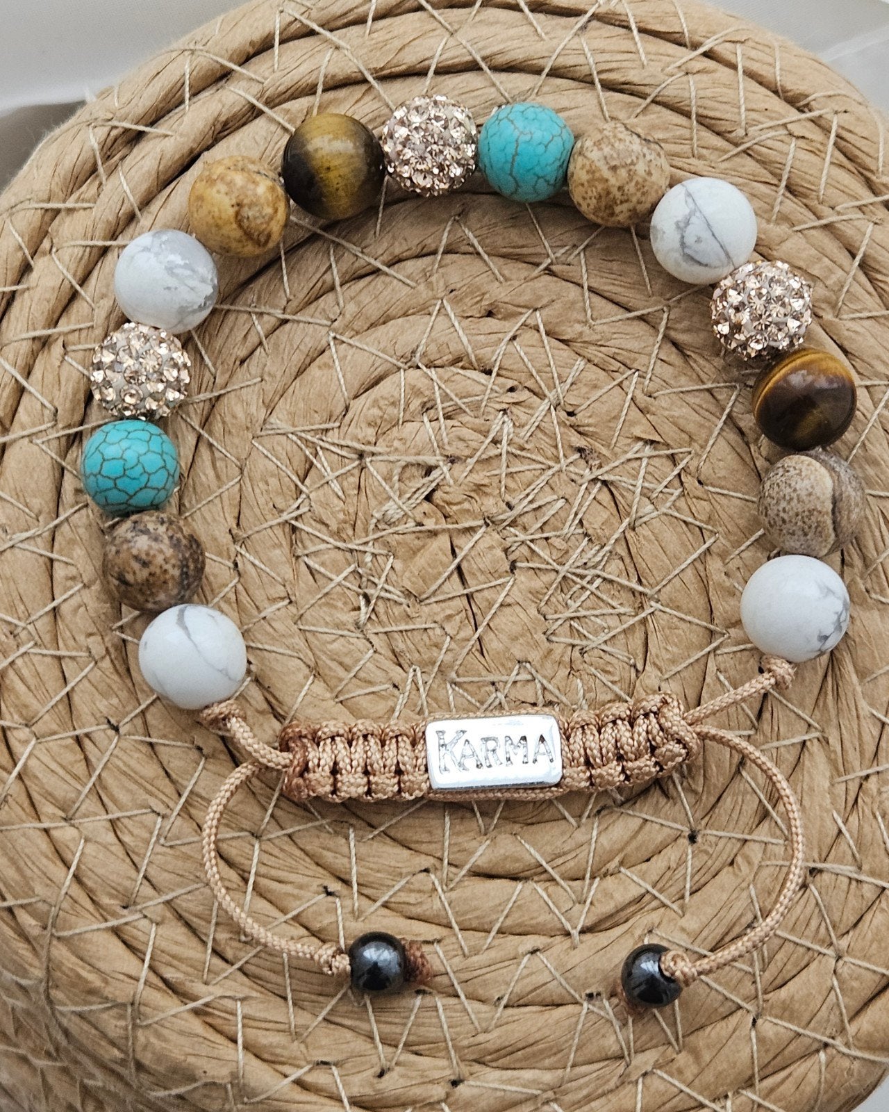 Karma armband met edelstenen turkoois, Sieraden, Tassen en Uiterlijk, Ophalen of Verzenden, Nieuw, Overige materialen