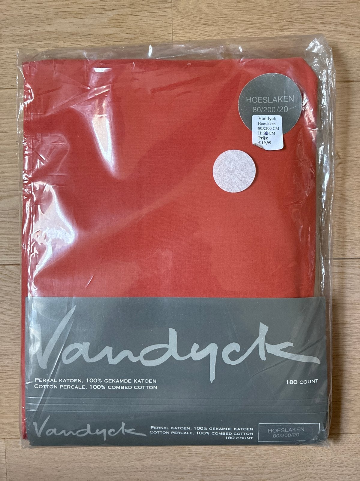 Vandyck Hoeslaken Perkal Katoen Rood 80/200/20 Nieuw, Eenpersoons, Hoeslaken of Sloop, Vandyck, Katoen