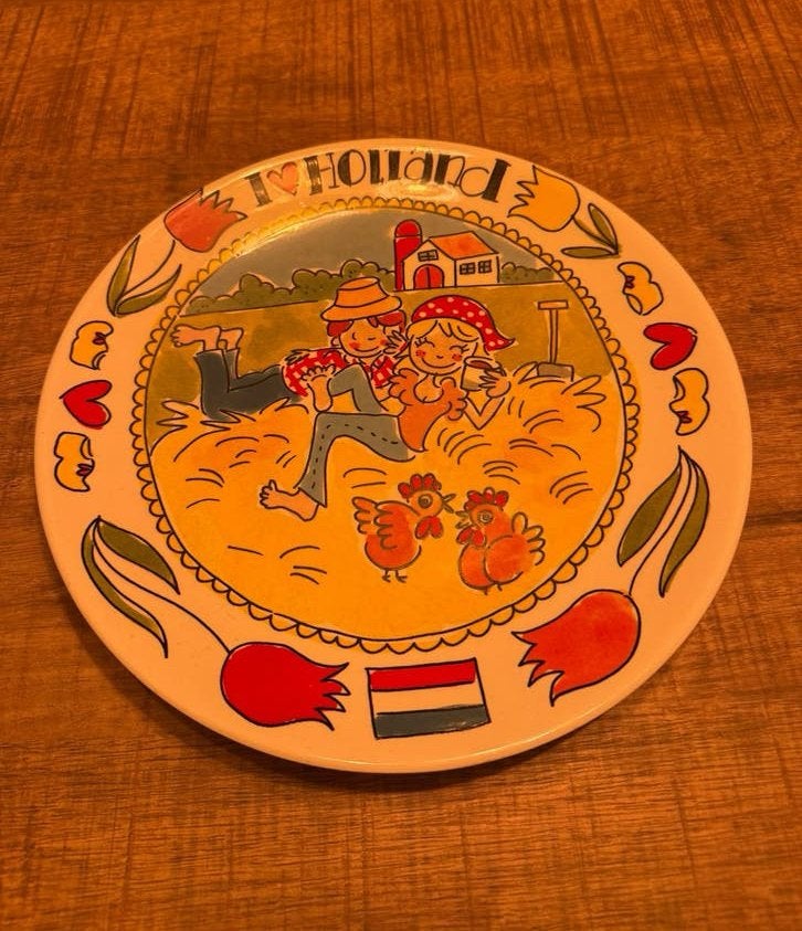 Blond Amsterdam ‘I love Holland’ bord boerderij - ø26 cm, Gebruikt, Ophalen of Verzenden, Bord(en), Modern