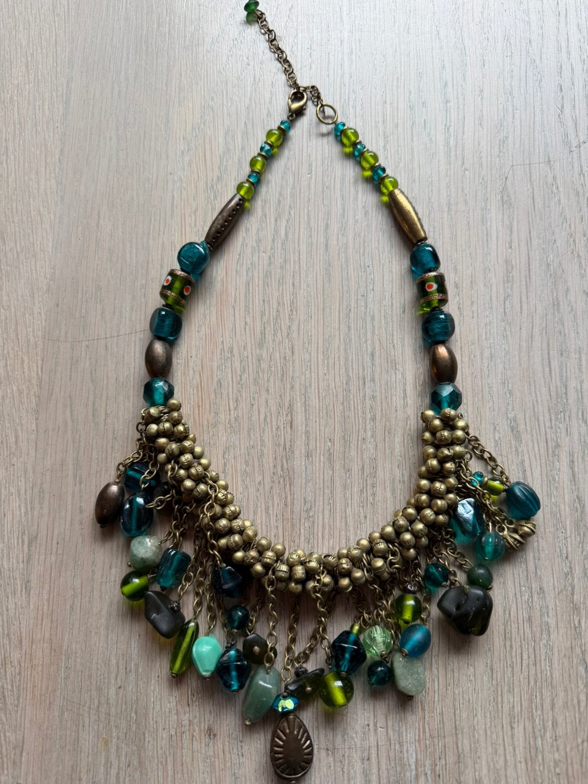 Bijzondere ketting met diverse glazen kralen, Verzenden, Zo goed als nieuw, Overige materialen