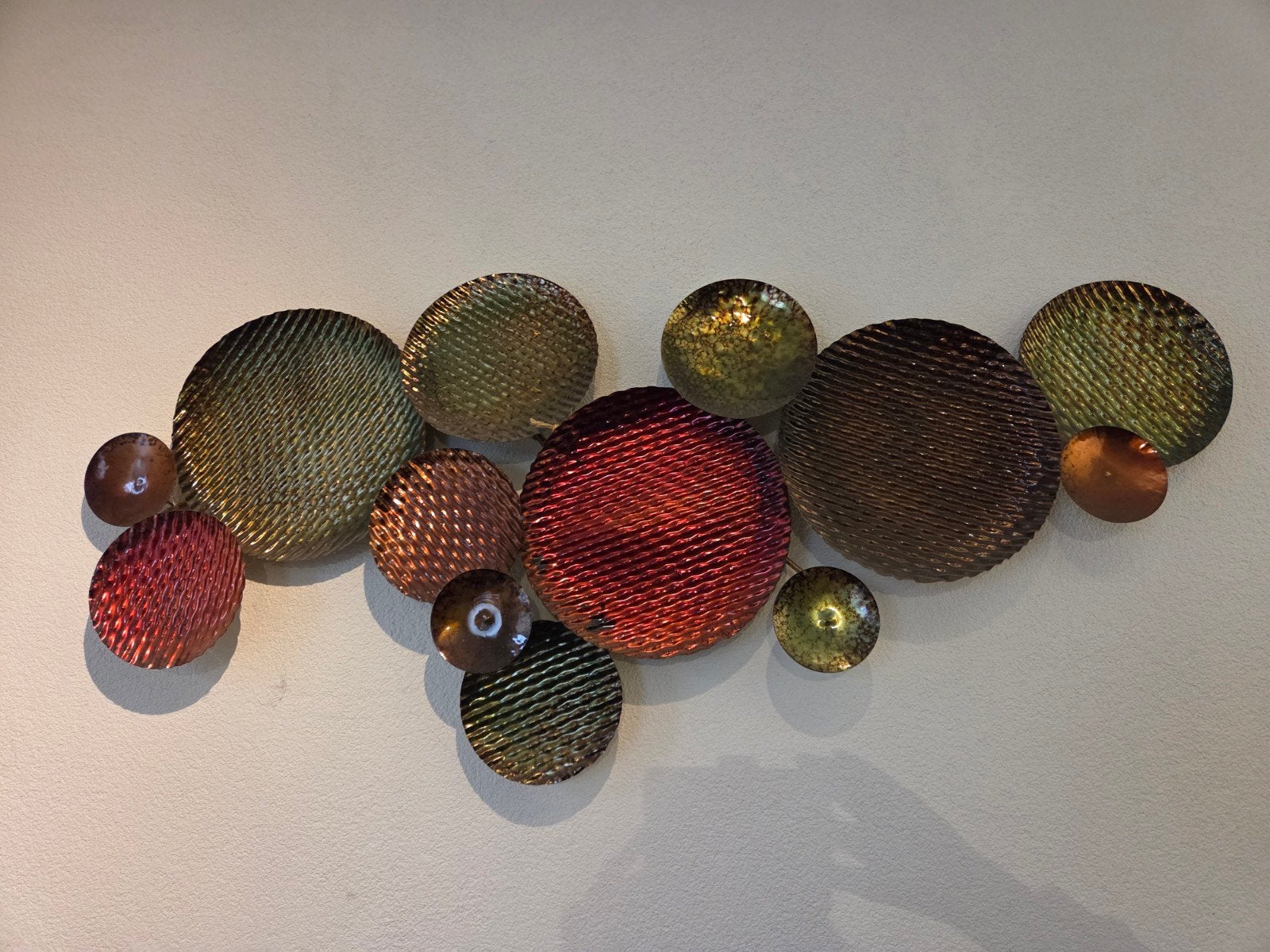 Metalen wanddecoratie - Kleurrijke cirkels, Ophalen, Metaal, Wandsculptuur, Meerkleurig