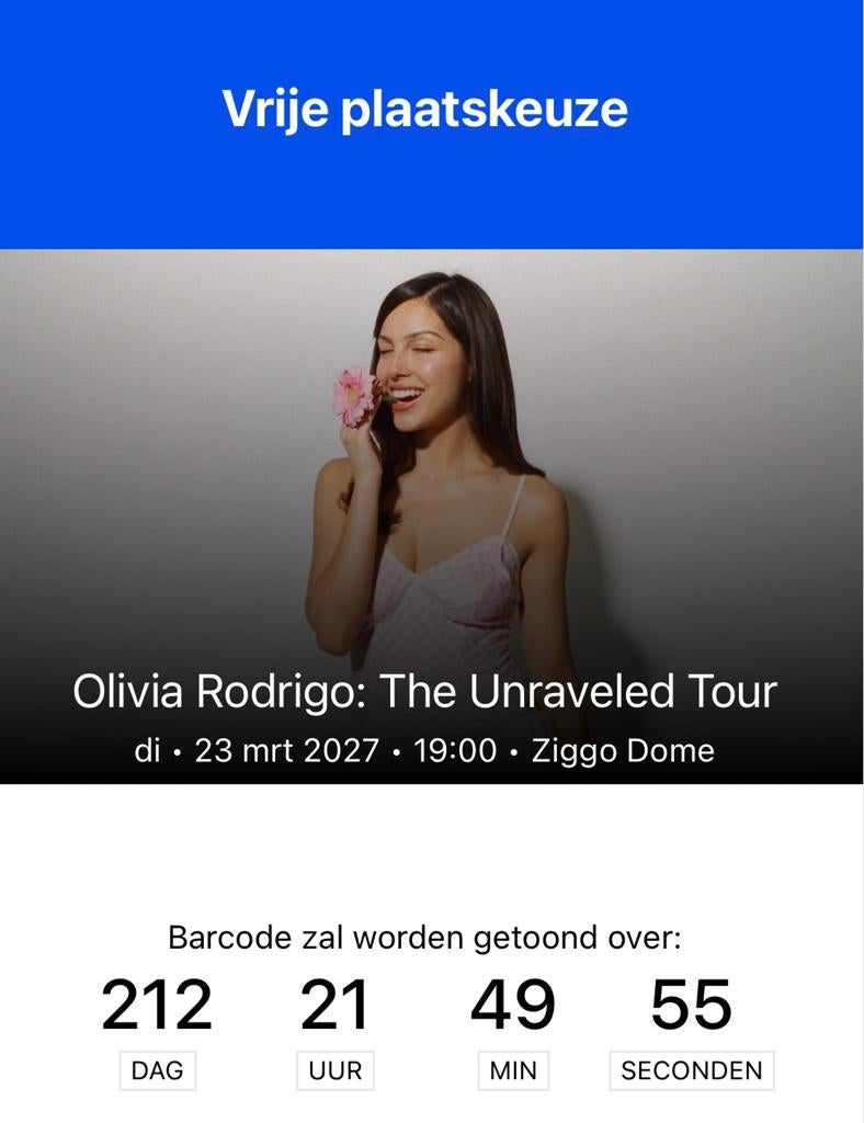 Olivia Rodrigo 2 staanplaatsen!, Tickets en Kaartjes, Concerten | Pop, Twee personen, Maart