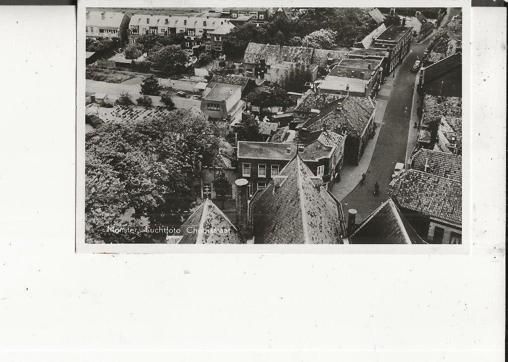 Monster Luchtfoto Choorstraat C Boddeus 5-7-1959, Ophalen of Verzenden, 1940 tot 1960, Gelopen, Zuid-Holland