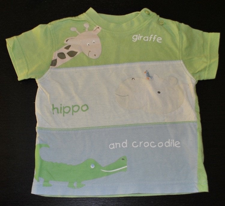 Groen t-shirt Baby Club C&A met Giraffe en Nijlpaard maat 80, C&A, Verzenden, Nieuw, Jongetje