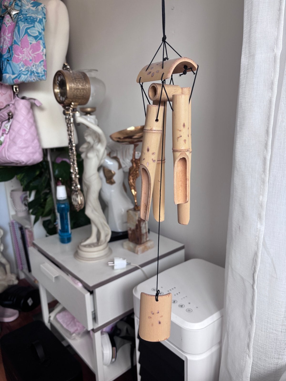 Bamboe windgong - Rustgevend geluid voor binnen en buiten, Gebruikt, Beige, Ophalen of Verzenden, Oosters