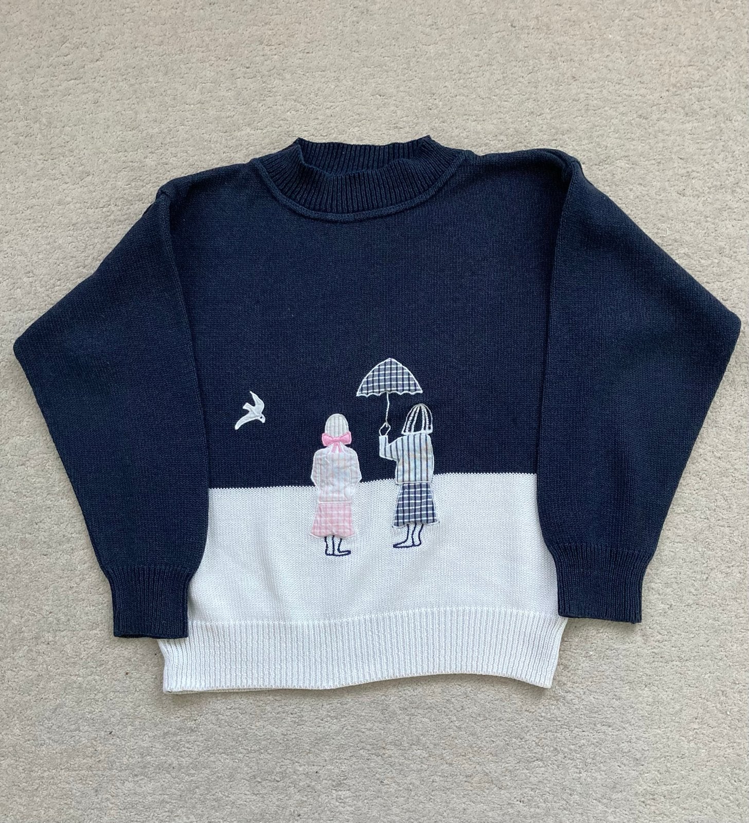 Prachtige trui donkerblauw/wit - Maat 128, Kinderen en Baby's, Ophalen of Verzenden, Zo goed als nieuw