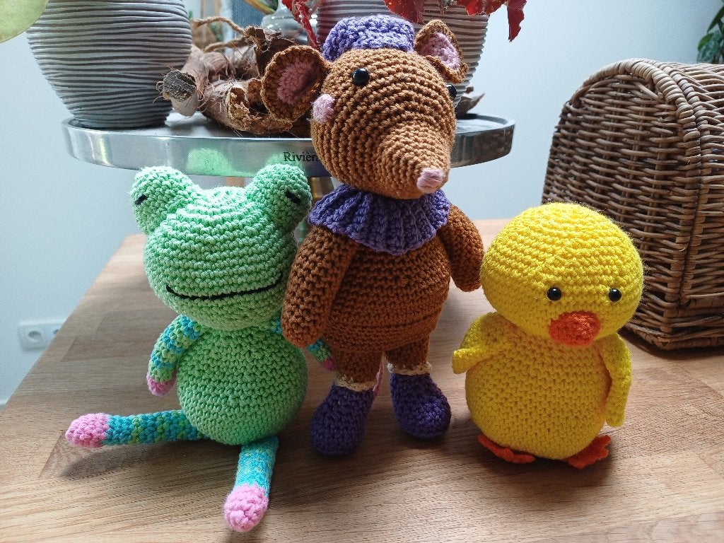 Superleuke zelf GEHAAKTE KNUFFELS: kikker, muis en kuiken!, Ophalen of Verzenden, Nieuw, Overige typen, Handgemaakt