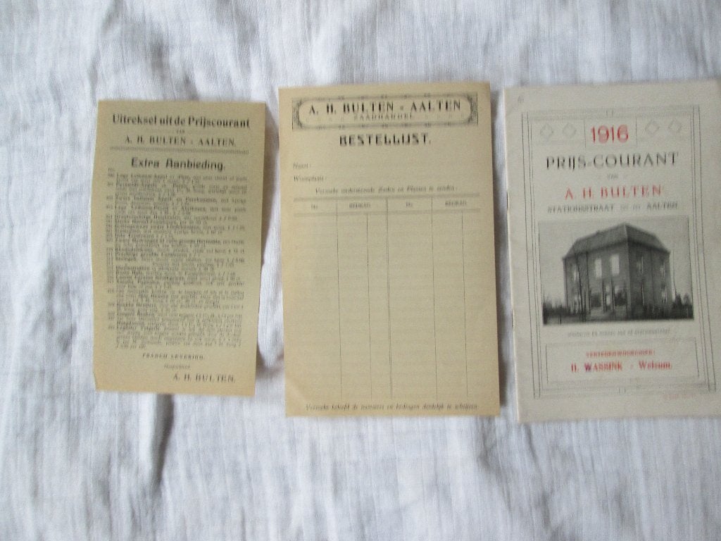1916 prijs courant A.H. Bulten Aaalten, Tuin en Terras, Ophalen of Verzenden, Eenjarig, Overige soorten, Volle zon