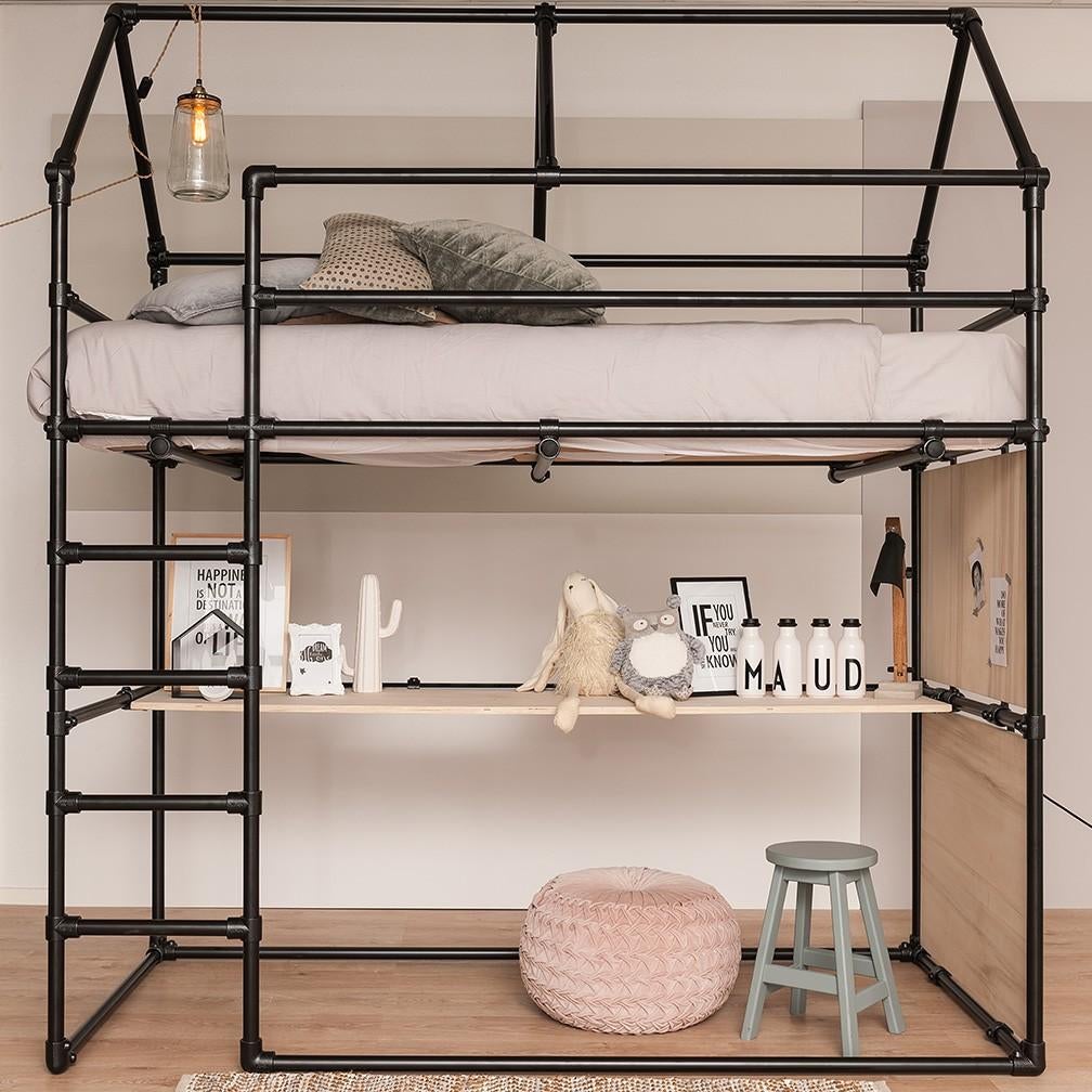 Hoogslaper Django | Steigerbuis | 90x200 cm met bureau, Ophalen, Gebruikt, Eenpersoons, 200 cm