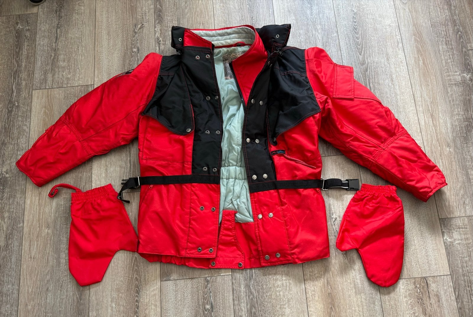 Bullson Heren Motorjas Rood/Zwart - Maat L, Ophalen, Tweedehands, Heren, Jas | textiel