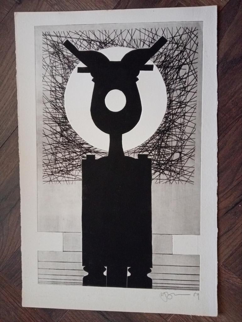 Relief Ets abstract 1969 gesigneerd, Ophalen of Verzenden