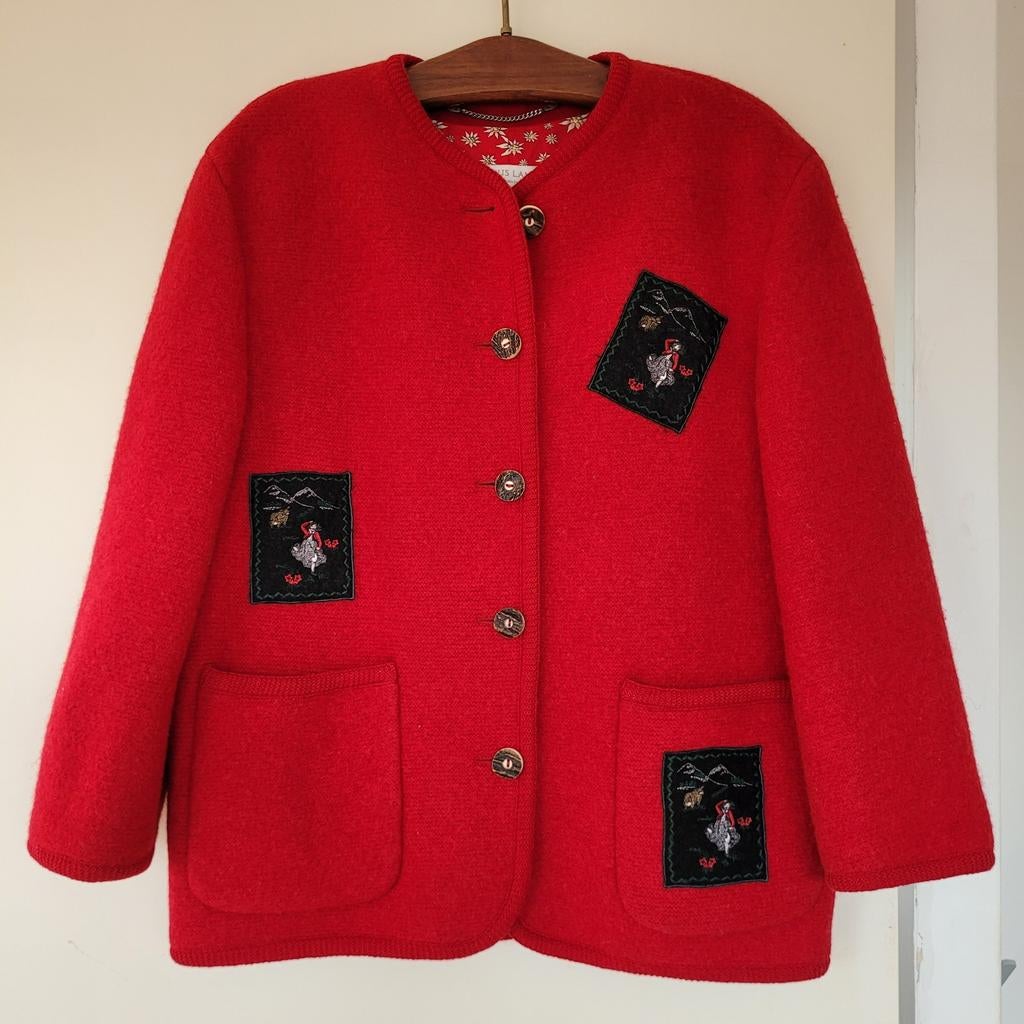 Peter Hahn Julius Lang colbert jasje XL 100% wol tirol rood, Maat 46/48 (XL) of groter, Ophalen of Verzenden, Zo goed als nieuw
