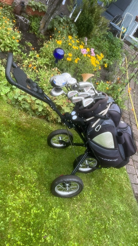 Luxe 16-delige golfset met golftas, draagtas en trolley, Ophalen, Gebruikt, Set, Overige merken