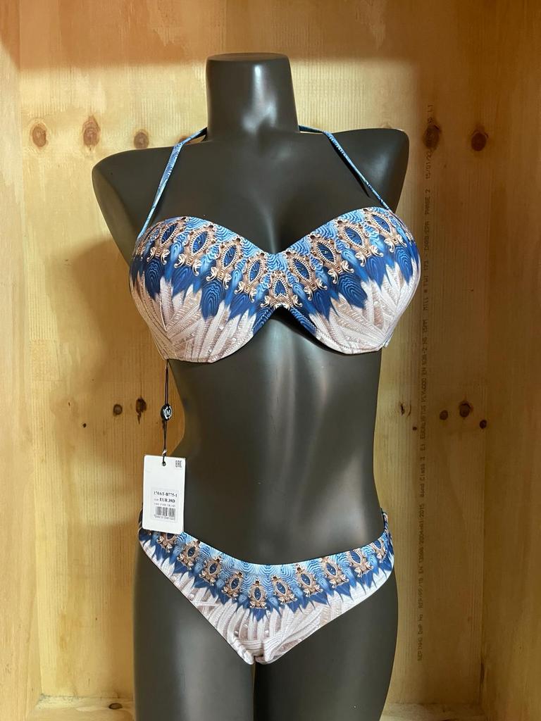 Magistral halter / strapless bikini 38d met Swarovski, Verzenden, Nieuw, Blauw, Bikini
