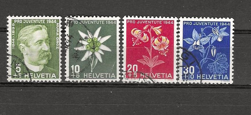 Bloemen Zwitserland 439-442, Ophalen of Verzenden, Gestempeld, Dier of Natuur