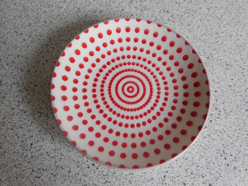 Bord 10 cm. Polkadot Rood Wit, Huis en Inrichting, Keuken | Servies, Ophalen of Verzenden, Zo goed als nieuw, Bord(en), Overige stijlen
