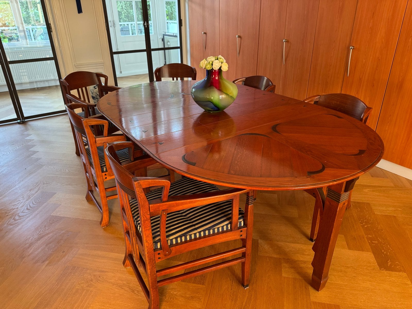 Schuitema eettafel met 6 stoelen - Art Deco stijl, Ophalen