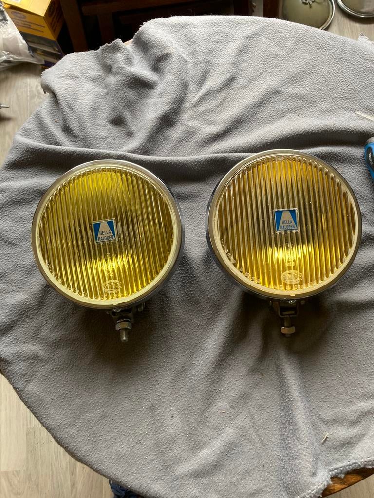 Oldtimer 2 Hella mistlampen type 170 en 18 cm, Ophalen of Verzenden, Gebruikt
