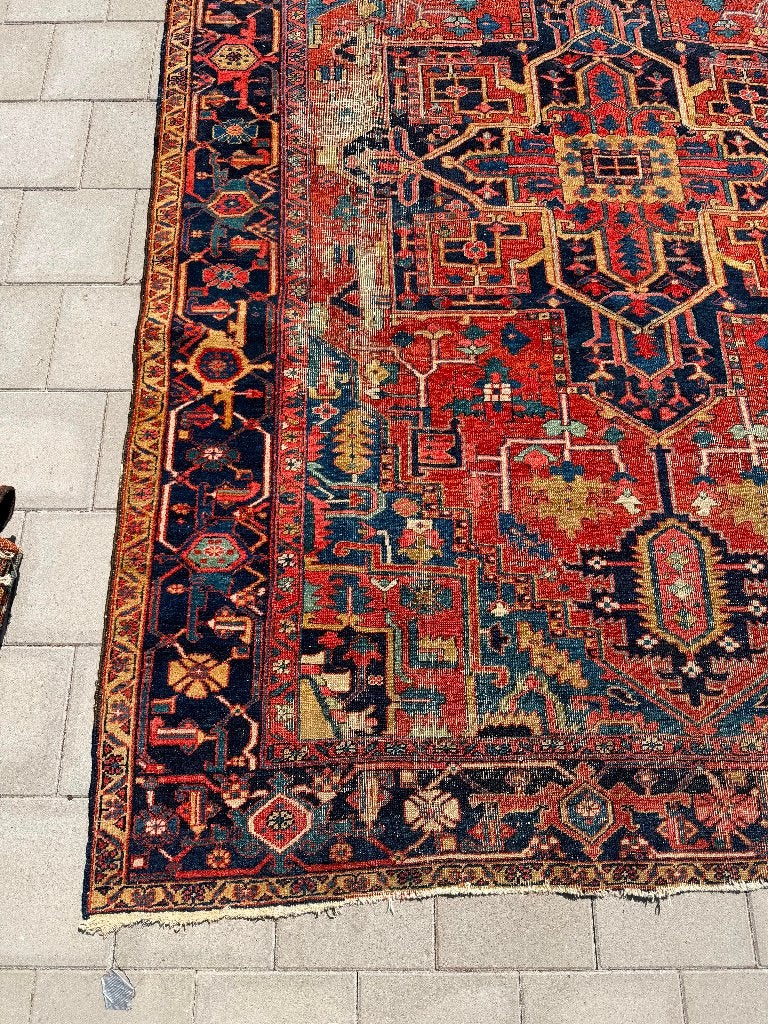 Heriz Perzisch Tapijt – 360x247 cm – Authentieke Uitstraling, Gebruikt, Wol, 200 cm of meer, Ophalen of Verzenden