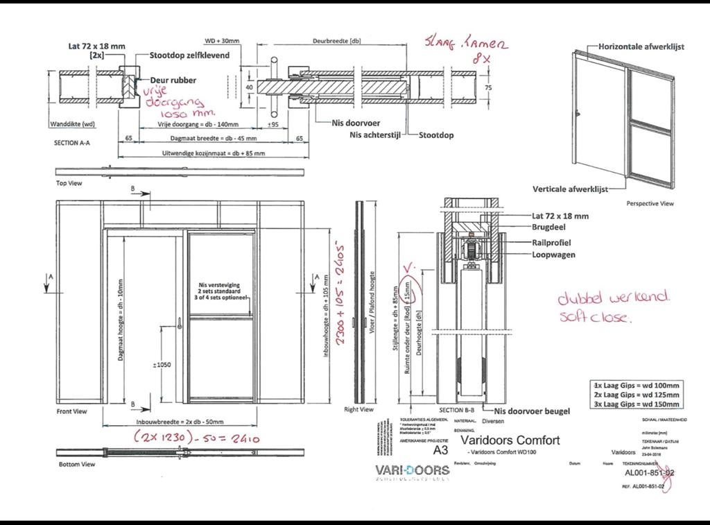 Vari doors schuifdeur systeem., 75 tot 150 cm, Deurkozijn, Nieuw, Ophalen of Verzenden