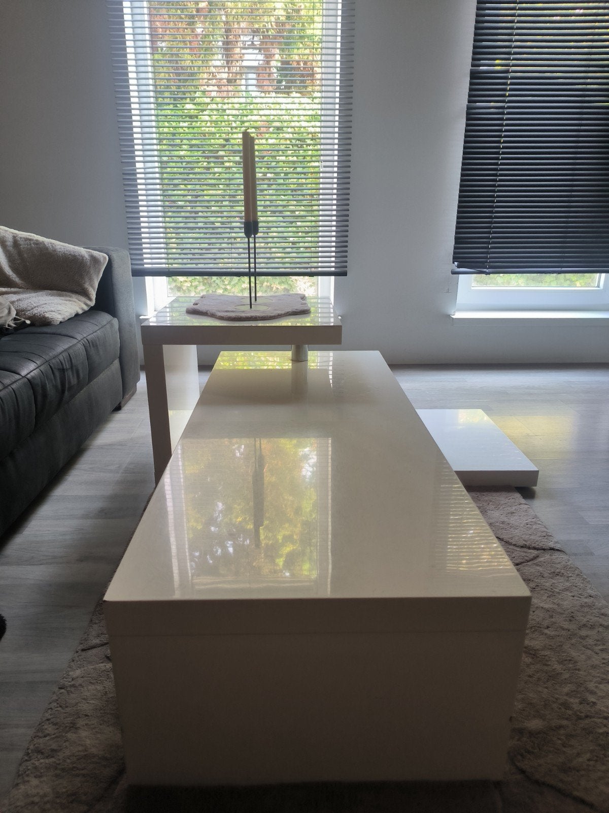 Salontafel uitschuifbaar wit hoogglans, Ophalen, Modern, Rechthoekig, Kunststof