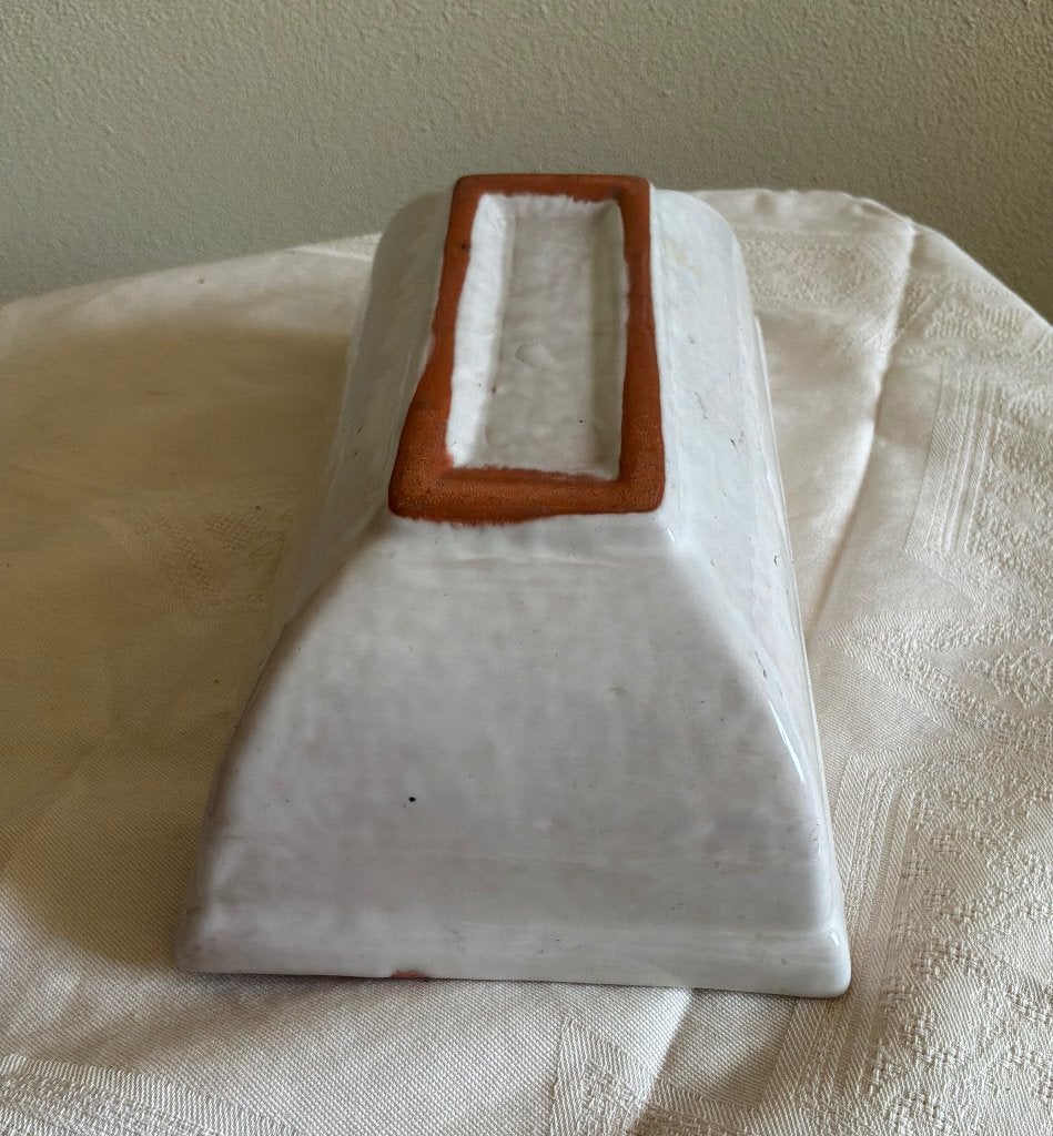 Bloembakje, wit aardewerk, 20x10x7 cm, Tuin en Terras, Gebruikt, Binnen, Ophalen of Verzenden, Aardewerk