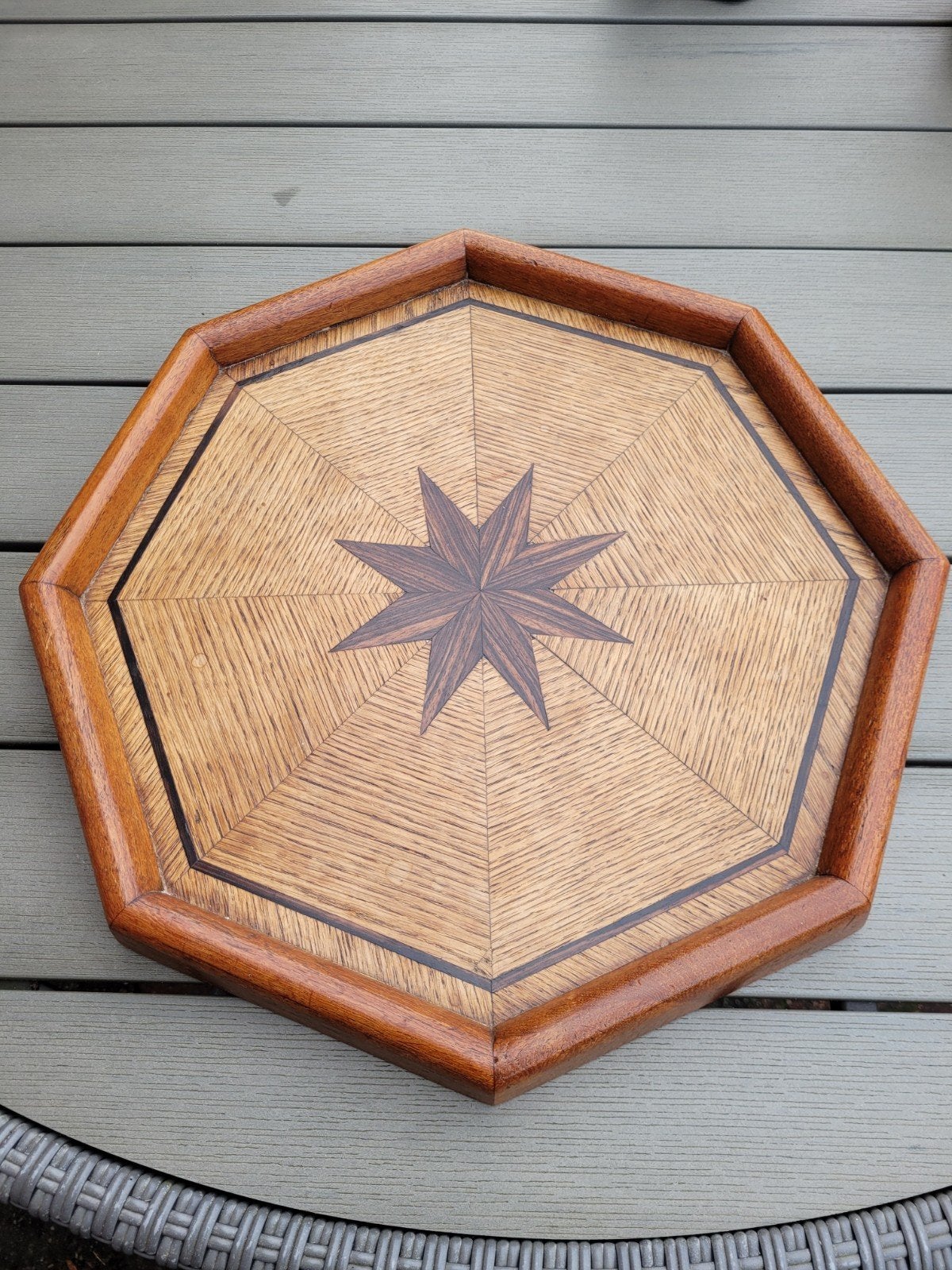 Eikenhouten dienblad met inleg, achthoekig, 41.5cm, Ophalen of Verzenden